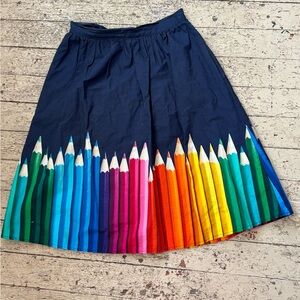 ModCloth Navy Skirt with Rainbow Colored Pencil Border